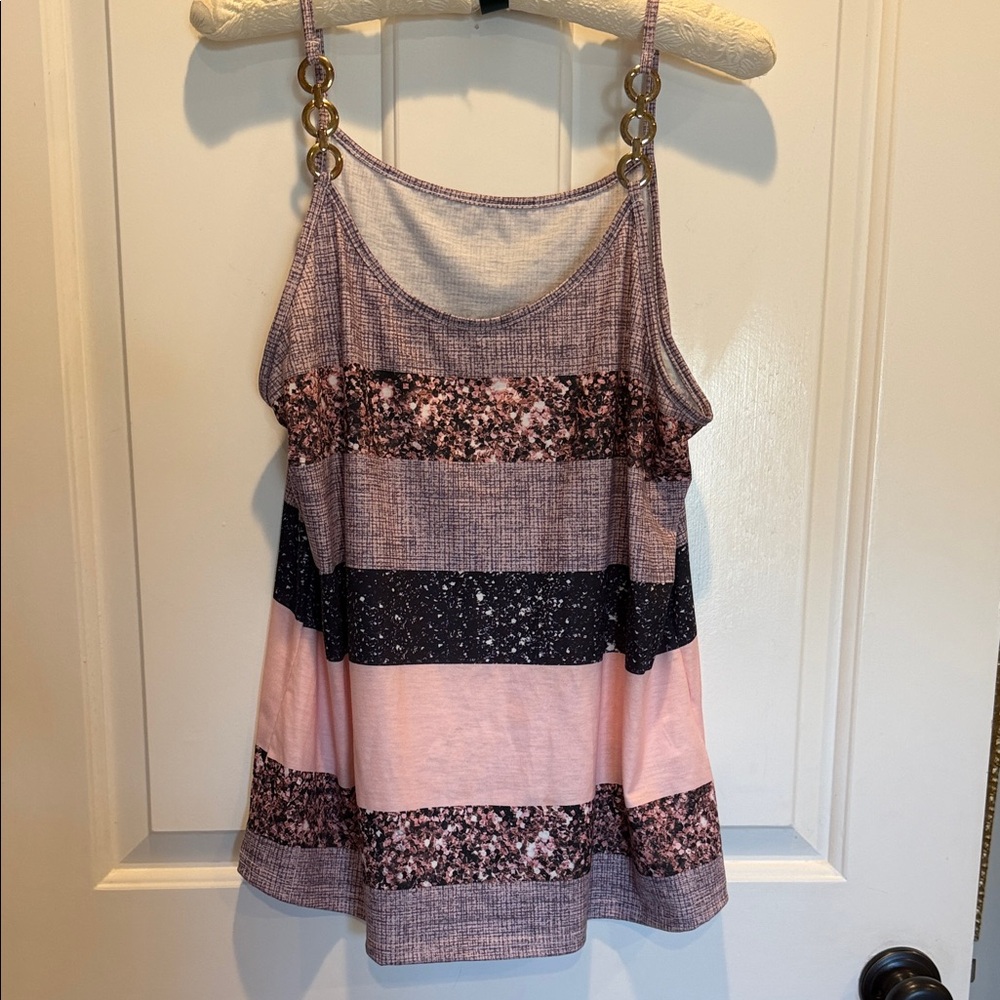 SHEIN Pink and Black Striped Camisole